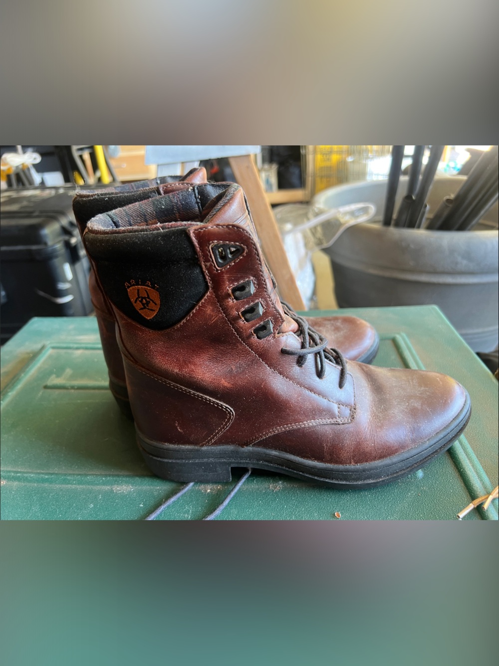 Ariat Women's Brown Leather Lace-Up Work Boots